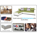 Adorn India Aliana L Shape Leatherette Fabric 6 Seater Sofa Set LHS (Green & White) (3 Year Warranty)