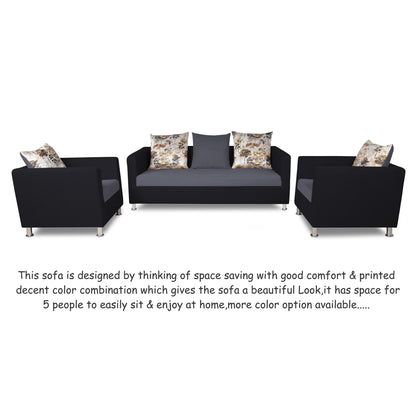 Adorn India Exclusive Two Tone Alita Compact 3-1-1 Sofa Set (Dark Grey & Black)