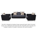 Adorn India Exclusive Two Tone Alita Compact 3-1-1 Sofa Set (Dark Grey & Black), Wood, Foam