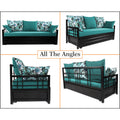 Adorn India Polar Black Metal Three Seater Sofa Cum Bed with Storage (6 x 5) (Aqua Blue)