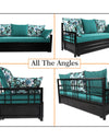 Adorn India Polar Black Metal Three Seater Sofa Cum Bed with Storage (6 x 5) (Aqua Blue)