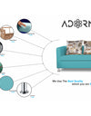 Adorn India Alita 3 Seater Compact Sofa (Aqua Blue)