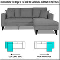 Adorn India Martin L Shape 4 Seater Sofa Set Plain (Right Hand Side) (Grey) (3 Year Warranty)