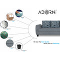 Raiden Crafty L Shape 6 Seater Sofa Set with Center Table (Right Hand Side) (Grey)