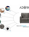 Adorn India Astor Three Seater Sofa (Grey)