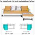Adorn India Ashley Leatherette Fabric L Shape 6 Seater Sofa Set Digitel Print (Right Hand Side) (Beige & White) (3 Year Warranty)