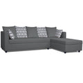 Zink Straight Line L Shape 6 Seater Sofa Set Rhombus Cushion (Right Hand Side) (Grey)