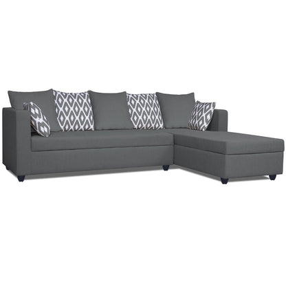 Adorn India Zink Straight line L Shape 6 Seater Sofa Rhombus Cushion(Grey)