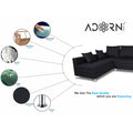 Straight Line L Shape 5 Seater Sofa Set (Left Side Handle) (Black)