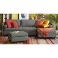 Adorn India Alexander L Shape 7 Seater Sofa Set with Ottoman Puffy RHS (Light Grey) (3 Year Warranty)