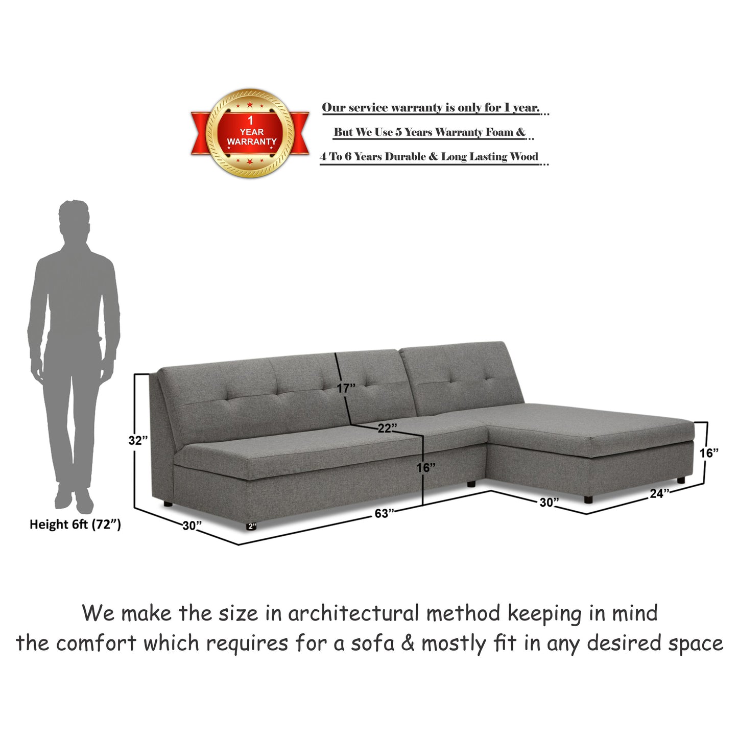 Adorn India Atlas Modular Sofa Set (Light Grey)