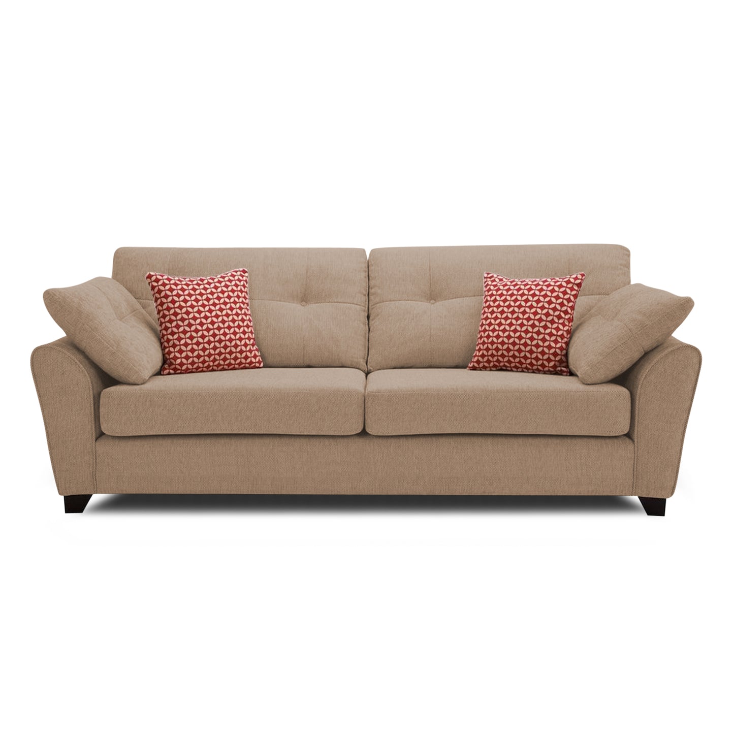 Adorn India Moris 3 Seater Fabric Sofa (Beige)