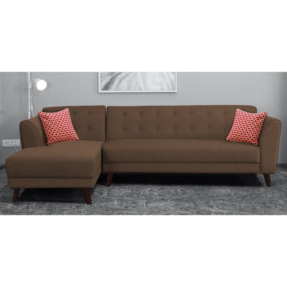 Adorn India Leaf 6 Seater Corner Sofa Left Hand Side (Brown)