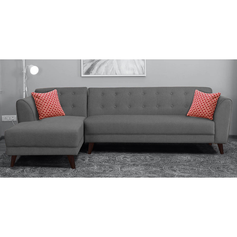 Adorn India Leaf 6 Seater Corner Sofa Left Hand Side (Grey)