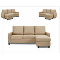 Adorn India Daffodil Three Seater Modular Sofa (Beige), Wood, Foam