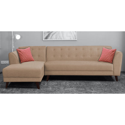 Adorn India Leaf 6 Seater Corner Sofa Left Hand Side (Beige)