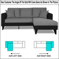 Adorn India Martin L Shape 4 Seater Sofa Set Two Tone (Right Hand Side) (Grey & Black) (3 Year Warranty)