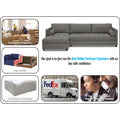 Adorn India Alexander L Shape 7 Seater Sofa Set with Ottoman Puffy LHS (Light Grey) (3 Year Warranty)