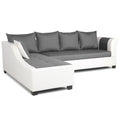 Aliana L Shape Leatherette Fabric 6 Seater Sofa Set LHS (Light Grey & White)