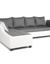 Adorn India Aliana L Shape Leatherette Fabric 6 Seater Sofa (Left Side Handle)(Light Grey & White)