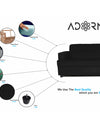 Adorn India Aleena 3 Seater Sofa(Black)
