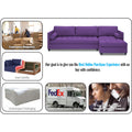 Adorn India Alexander L Shape 7 Seater Sofa Set with Ottoman Puffy RHS (Purple) (3 Year Warranty)