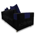 Adorn India Adillac 5 Seater Corner Sofa(Right Side)(Navy Blue & Black), Wood, Foam