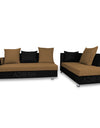 Adorn India Adillac 5 Seater Corner Sofa(Right Side)(Camel & Black)