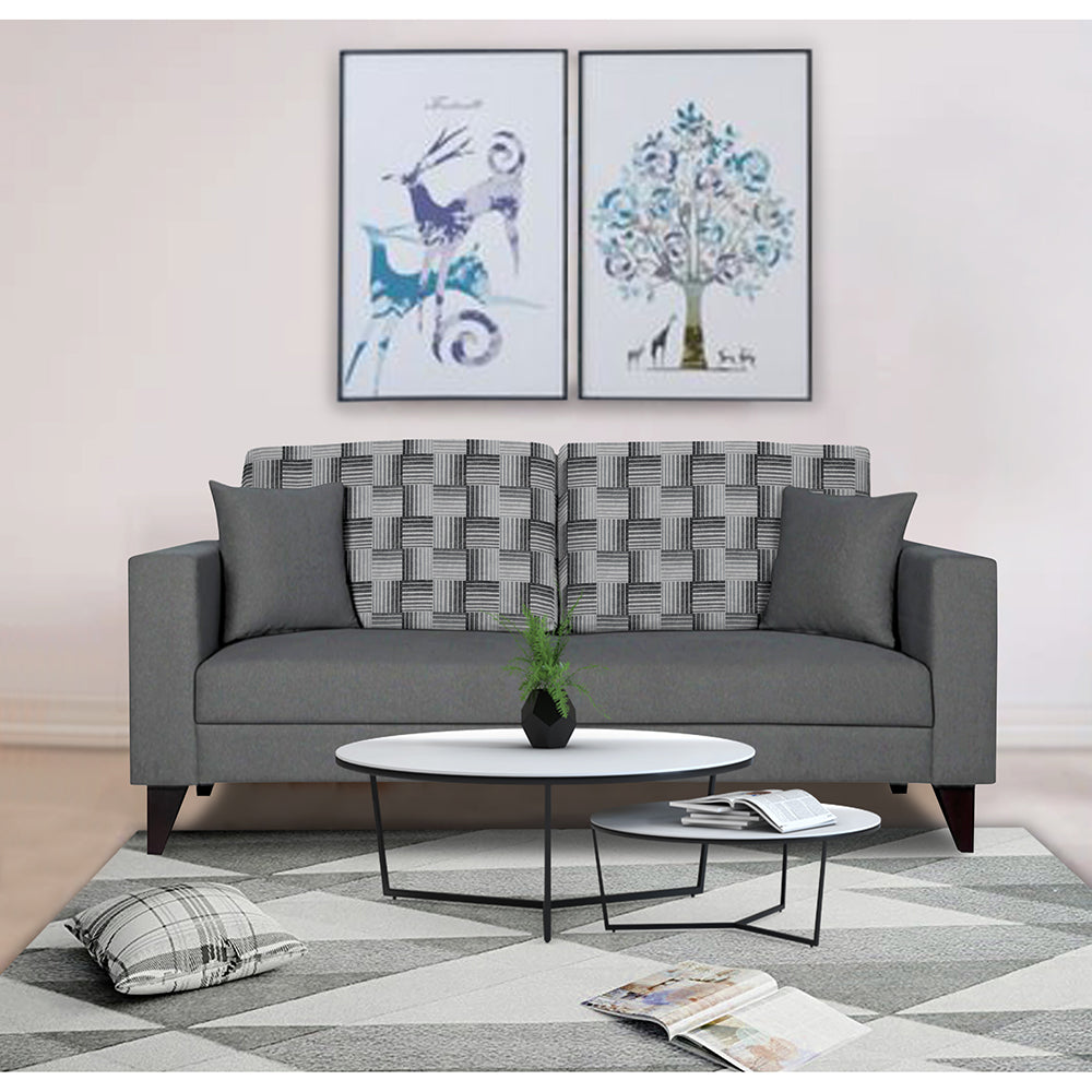 Adorn India Berlin Bricks 3 Seater Sofa (Grey) Martin Plus (3 Year Warranty)