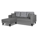 Adorn India Parker Leaf L Shape 4 Seater Sofa Set - Left Hand Side (Grey) Martin Plus (3 Year Warranty)