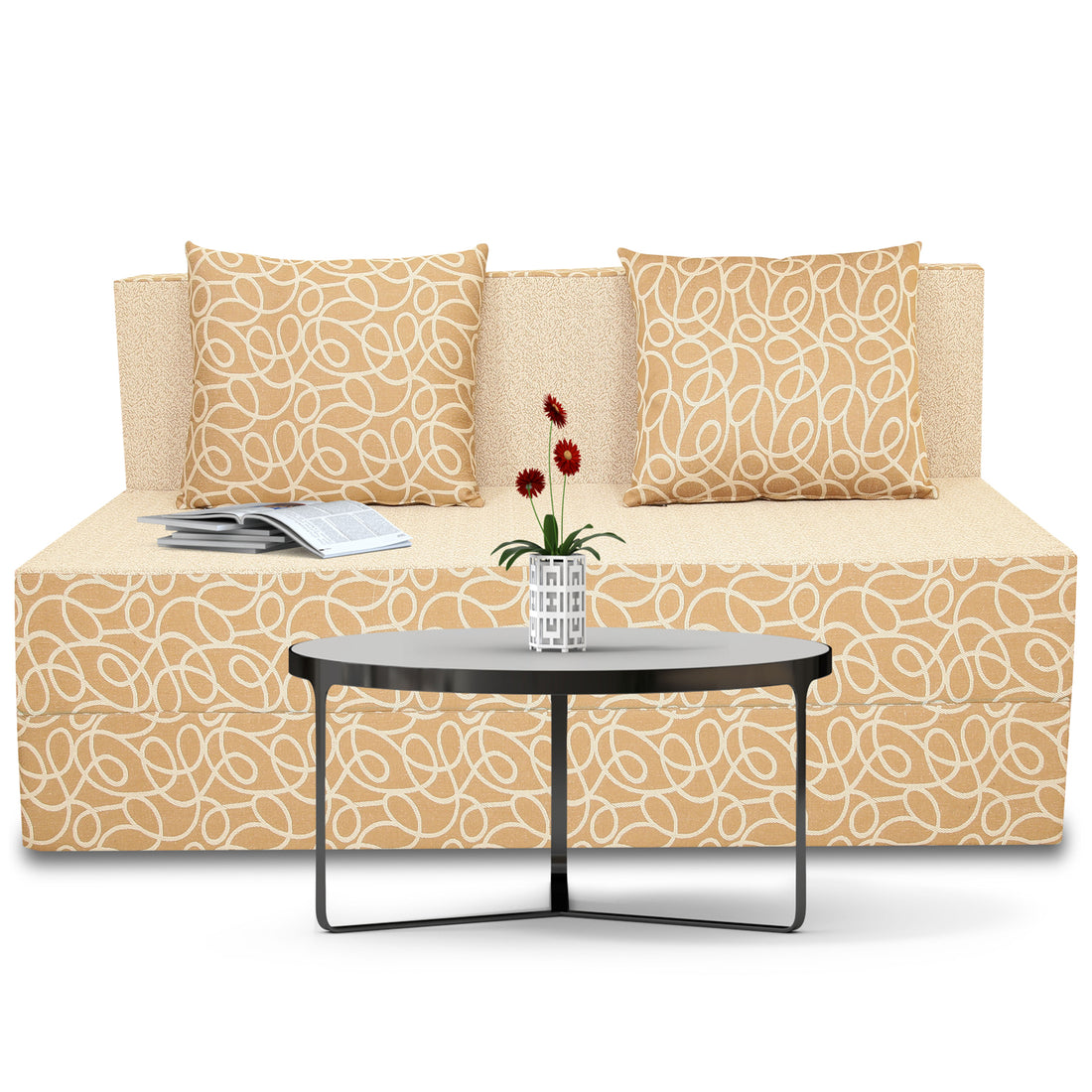 2 Seater Sofa Cum Bed Easy Poly Cotton 4x6 (Beige)