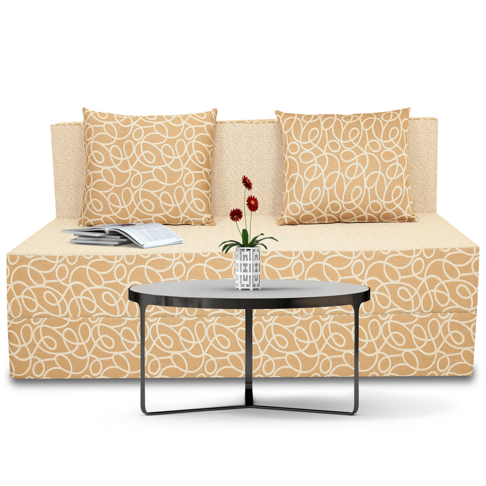2 Seater Sofa Cum Bed Easy Poly Cotton 4x6 (Beige)