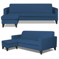 Adorn India Aladra L Shape Decent 5 Seater Sofa Set LHS (Blue) (3 Year Warranty)