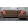 Adorn India Leaf 6 Seater Corner Sofa Right Hand Side (Brown)