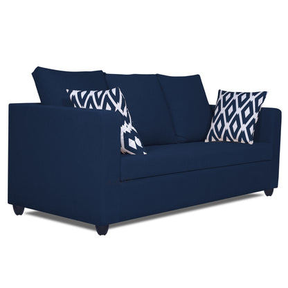 Adorn India Zink Straight Line 3 Seater Sofa (Blue)