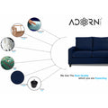 Adorn India Daffodil Three Seater Modular Sofa (Blue), Wood, Foam