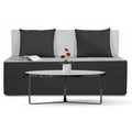 Adorn India Easy 2 Seater Sofa Cum Bed (2 Years Warrenty Quality Foam)-Perfect for Seat & Sleep Washeble Polyster Fabric Cover (Black & Grey) 4'x6'.Pillows Free (1 Year Warranty)