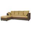 Zink Straight line L Shape 6 Seater Sofa Plain Cushion (Left Side Handle)(Brown & Beige)