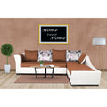 Adorn India Aliana L Shape Leatherette Fabric 6 Seater Sofa Set RHS (Rust & White) (3 Year Warranty)