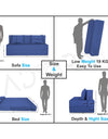 Adorn India Easy Three Seater Sofa Cum Bed Alyn 6'x 6' (Dark Blue)