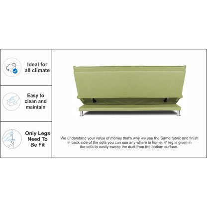 Adorn India Arden 3 Seater Sofa Cum Bed Fabric (Green)