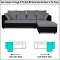 Zink Straight line L Shape 6 Seater Sofa Plain Cushion (Grey & Black)