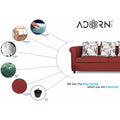 Adorn India Magnum 3 Seater Sofa (Maroon), Wood, Foam