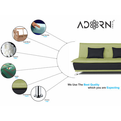 Adorn India Exclusive Two Tone Arden Three Seater Sofa Cum Bed (Green & Black)