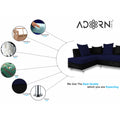 Adorn India Adillac 5 Seater Corner Sofa(Left Side Handle)(Dark Blue & Black), Wood, Foam