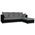 Zink Straight line L Shape 6 Seater Sofa Plain Cushion (Grey & Black)
