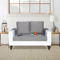 Adorn India Ashley Plain Leatherette Fabric 2 Seater Sofa (Grey & White) (3 Year Warranty)