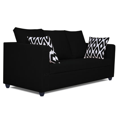 Adorn India Zink Straight Line 3 Seater Sofa (Black)