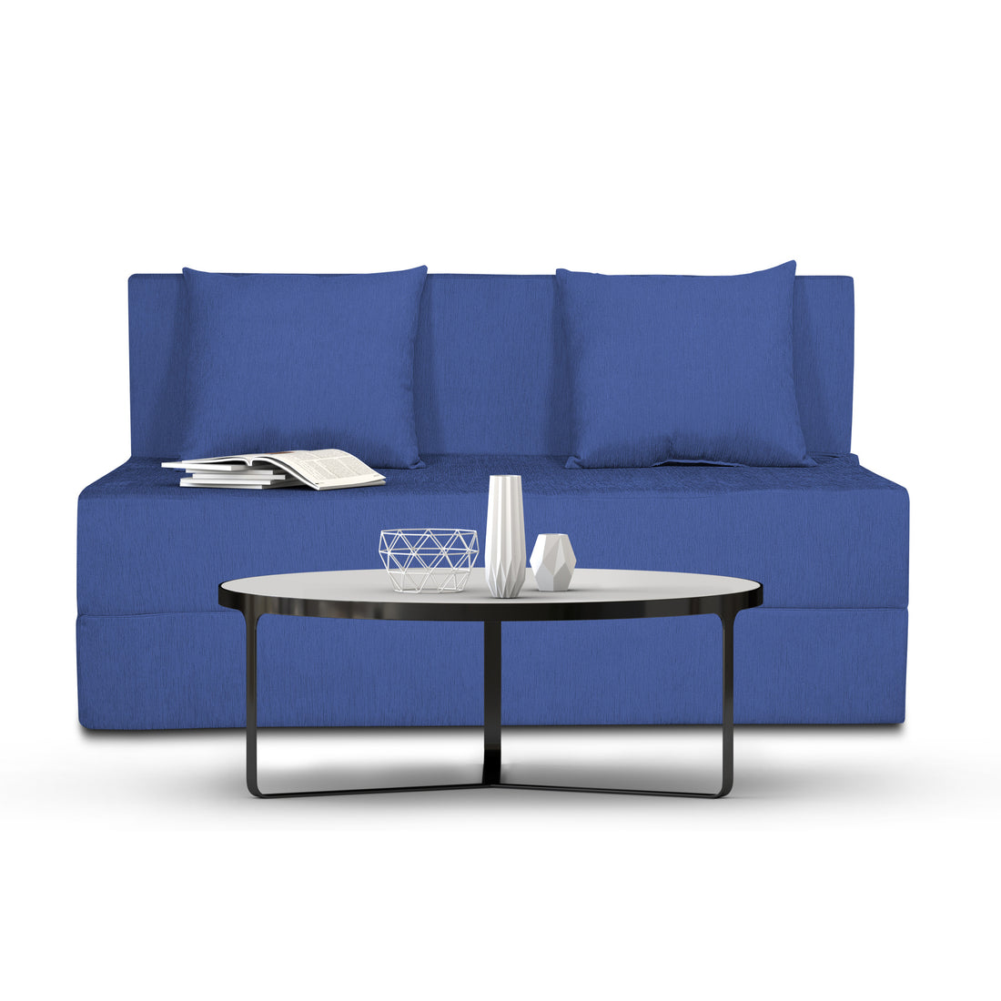 Adorn India Foam Easy 2 Seater Sofa Cum Bed Alyn 4'X 6' (Dark Blue) (1 Year Warranty)