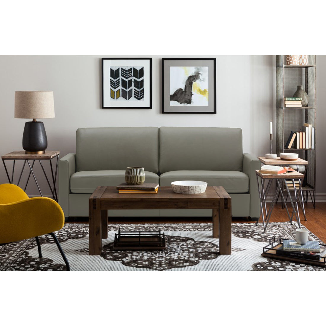 Adorn India Exclusive Flavio Leatherette Three Seater Sofa (Grey)